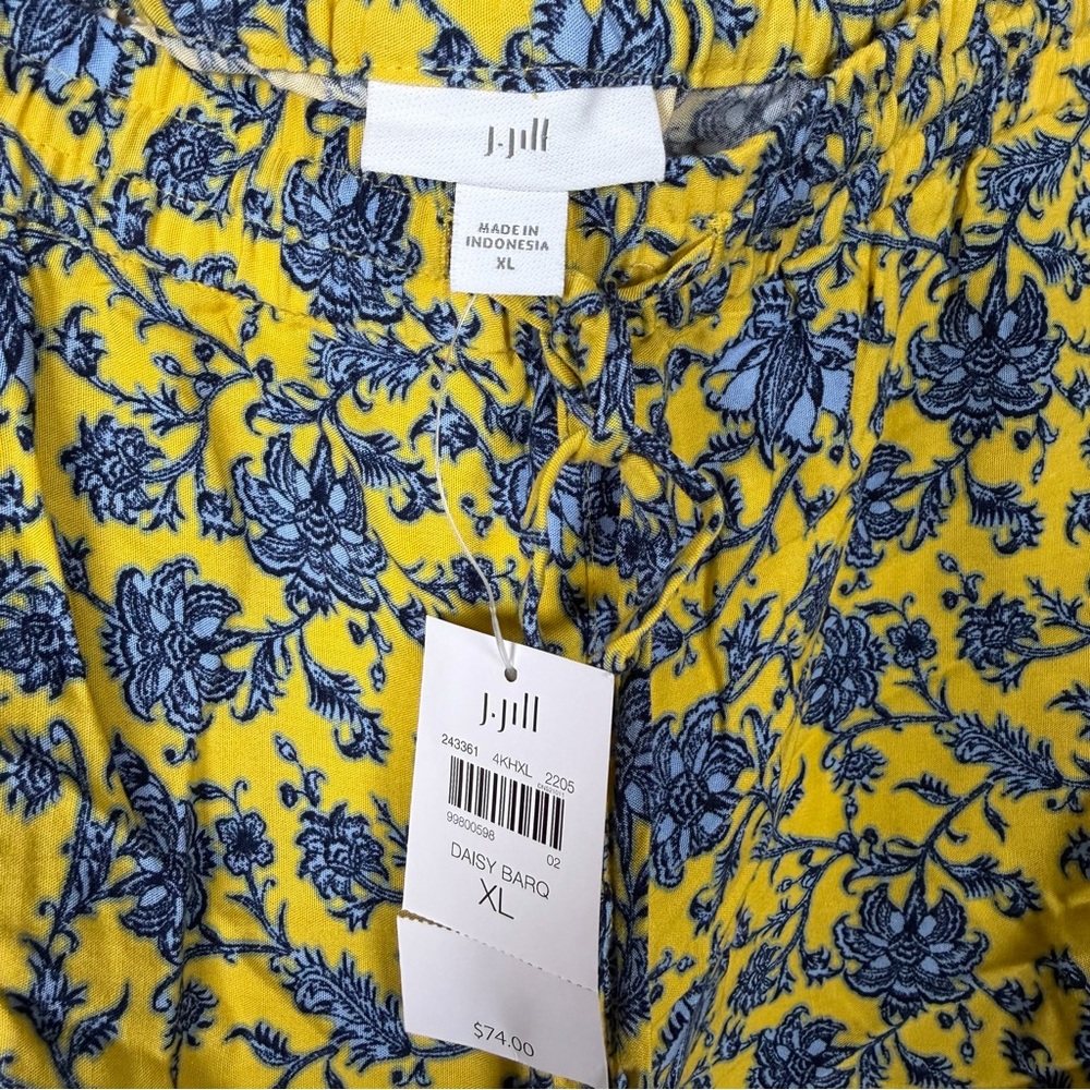 SOLD — NWT J.Jill Floral Rayon Pull On Shorts Women XL Yellow Blue Boho Flowy - Picture 6 of 9